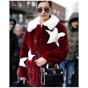 Guess Faux Fur Star Jacket: seen on Bella Hadid and Hailey Baldwin